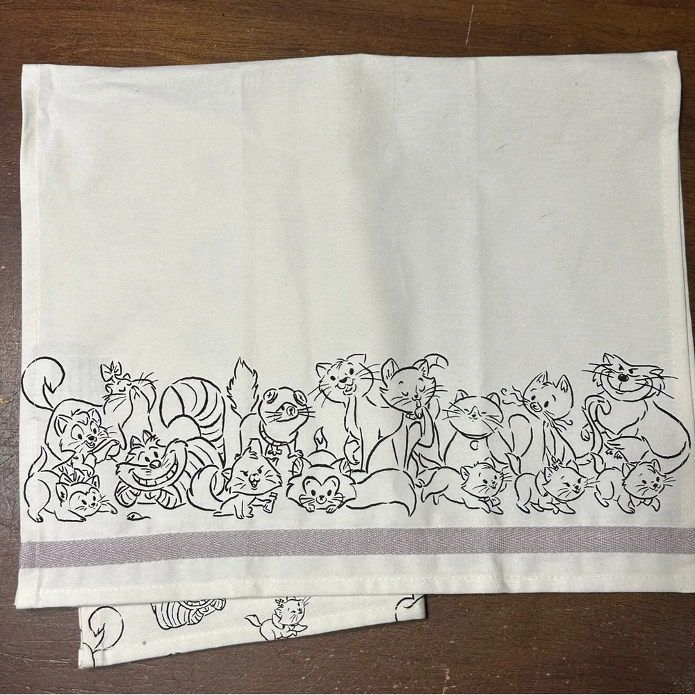 Disney Parks Disney Cats Sketch‎ Kitchen Towel Set of 2 NEW Read Description